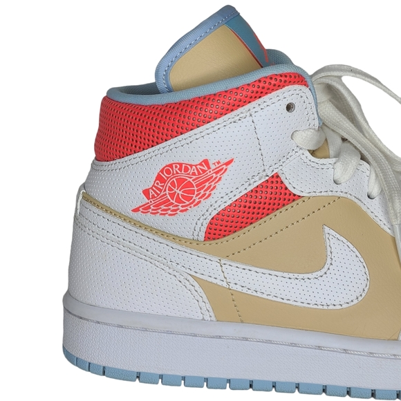 jordan 1 mid sesame flash crimson